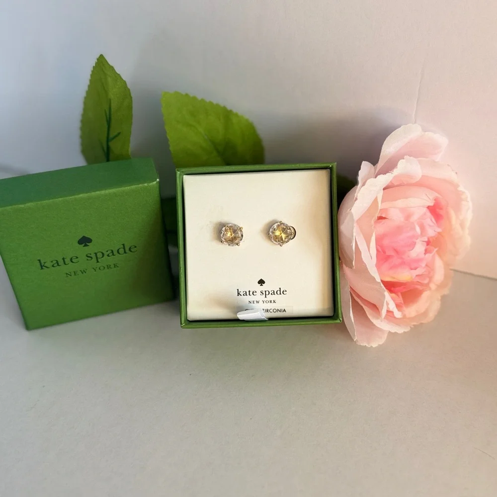 Kate Spade Beautiful Clear/Gold Stud Earrings - Picture 3 of 4